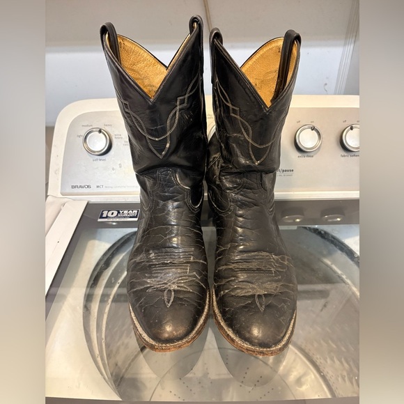 Tony Lama Black Bullhide 2205 Western Boots - Picture 5 of 14